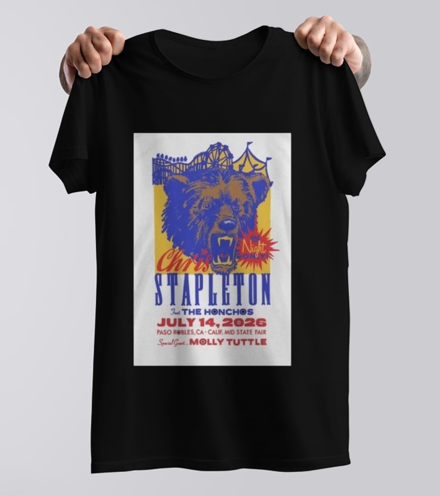 Chris Stapleton Live Concert Paso Robles CA July 14 2026 Featuring The Honchos Special Guest Molly Tuttle T-Shirt