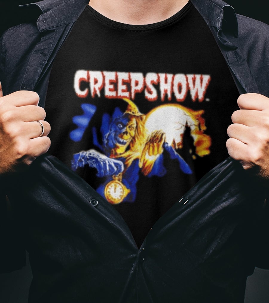 Creepshow Skeleton Holding Pocket With Horror Movie T-Shirt