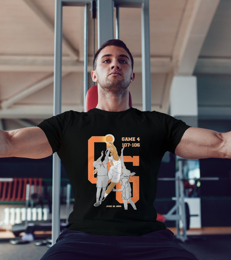 Game 4 107 106 June 10 2026 Basketball Player Dunk Action T-Shirt