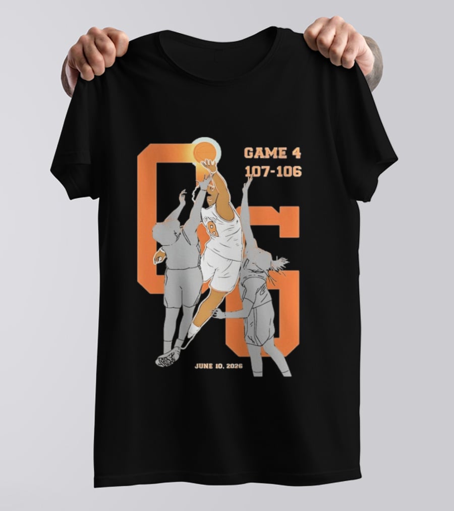Game 4 107 106 June 10 2026 Basketball Player Dunk Action T-Shirt
