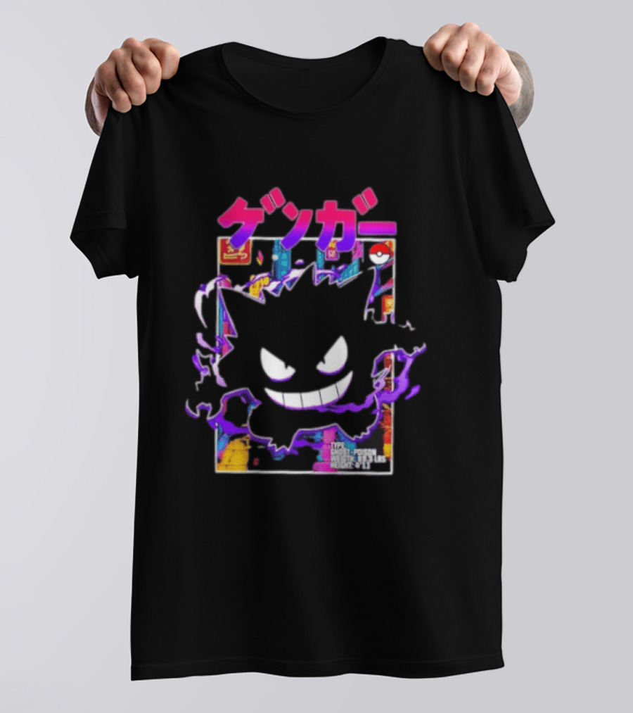Gengar Ghost Poison Pokémon Pokedex Entry Kanji Manga T-Shirt