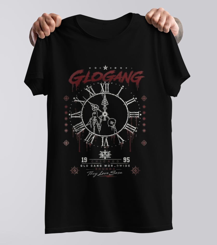 Glo Gang 3 Hunna They Love Sosa Chicago 1995 Roman Numerals T-Shirt