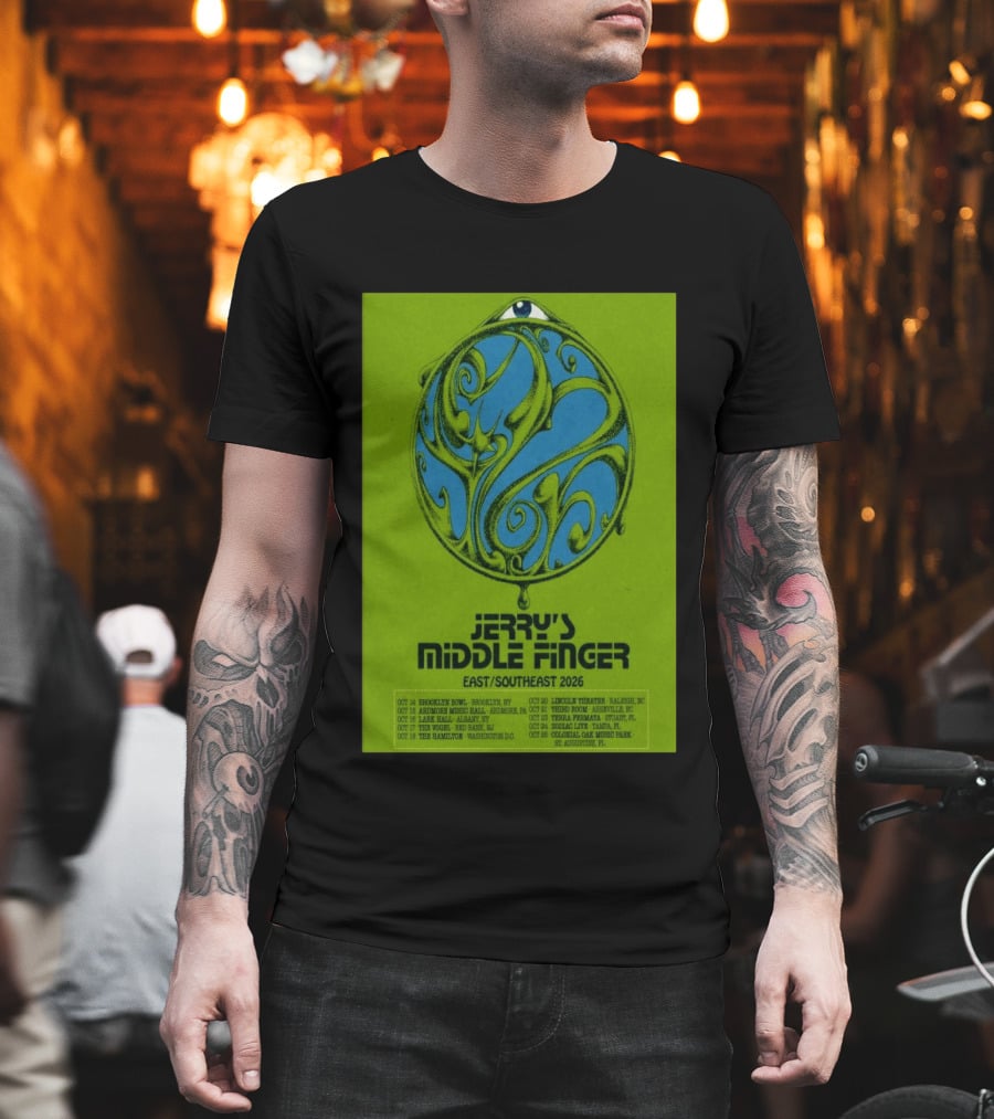 Jerry's Middle Finger East Southeast 2026 Tour Dates With Artistic Eye T-Shirt