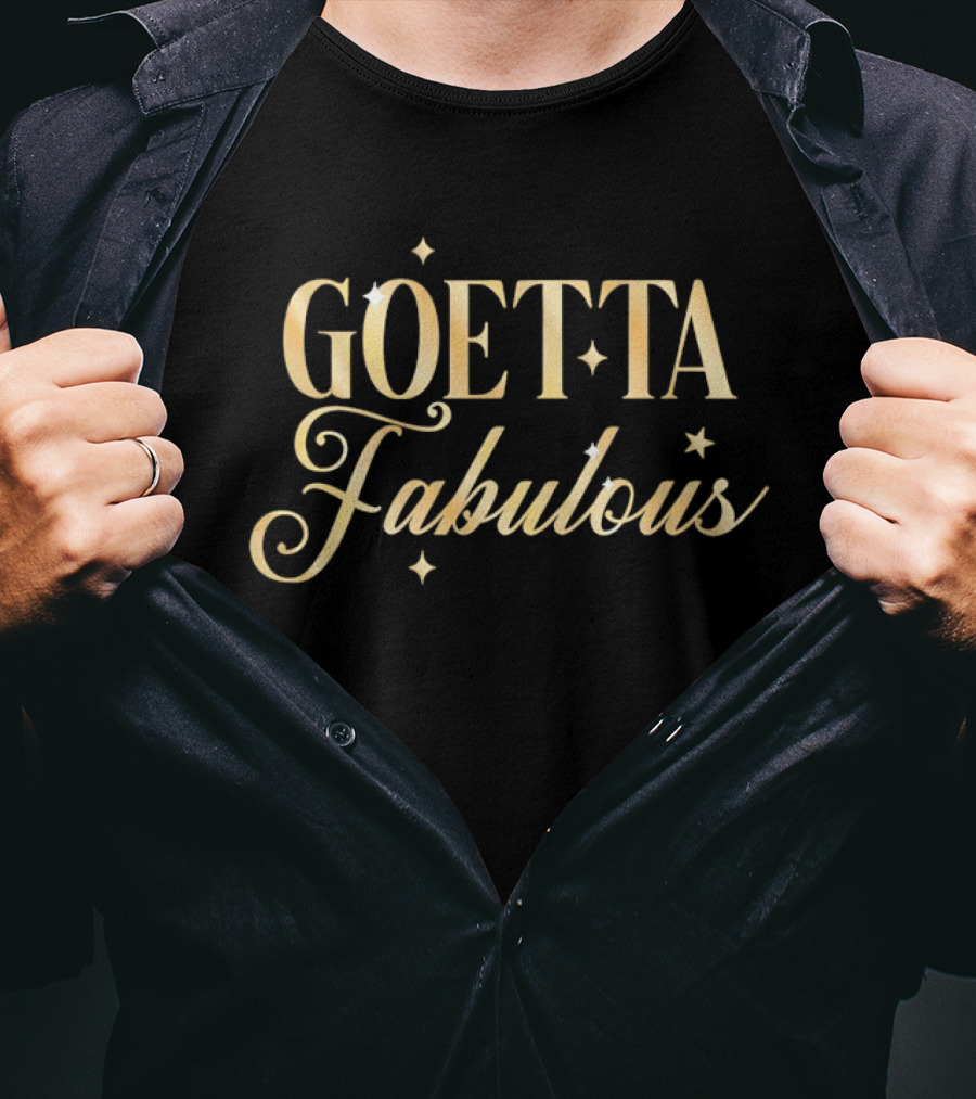 Goetta Fabulous Gold Glitter Cursive Lettering With Sparkling Twinkling Stars T-Shirt