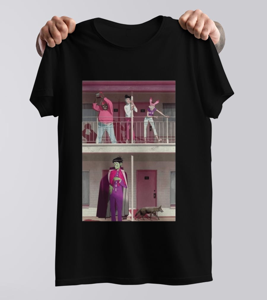 Gorillaz Motel Room 13 And 23 Anime Style Character Scene T-Shirt