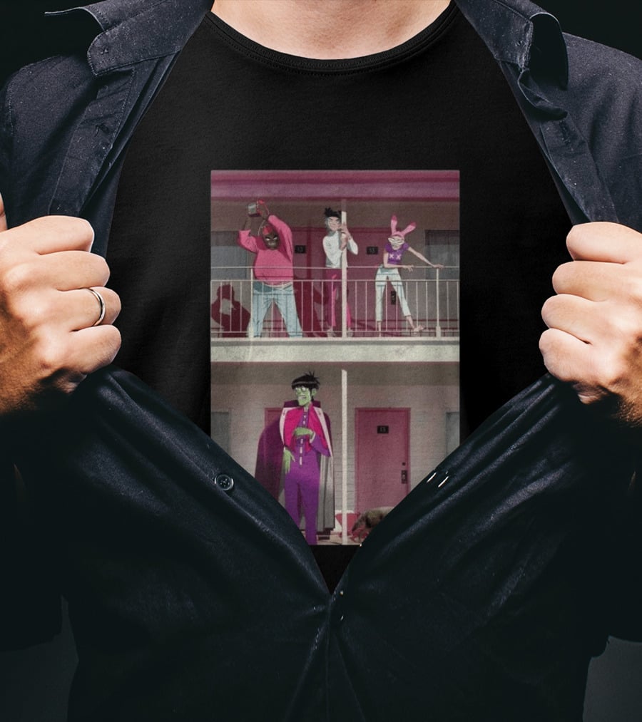 Gorillaz Motel Room 13 And 23 Anime Style Character Scene T-Shirt