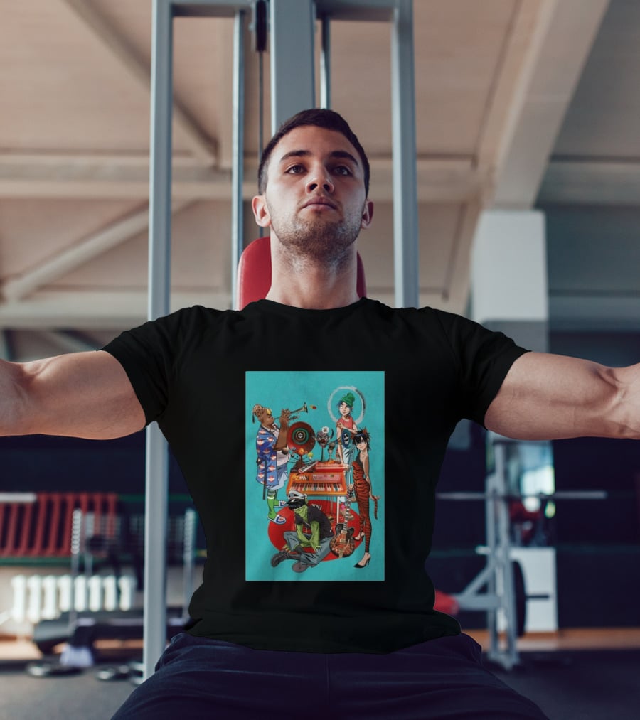 GORILLAZ Songmachine Album Art Characters And Instruments T-Shirt
