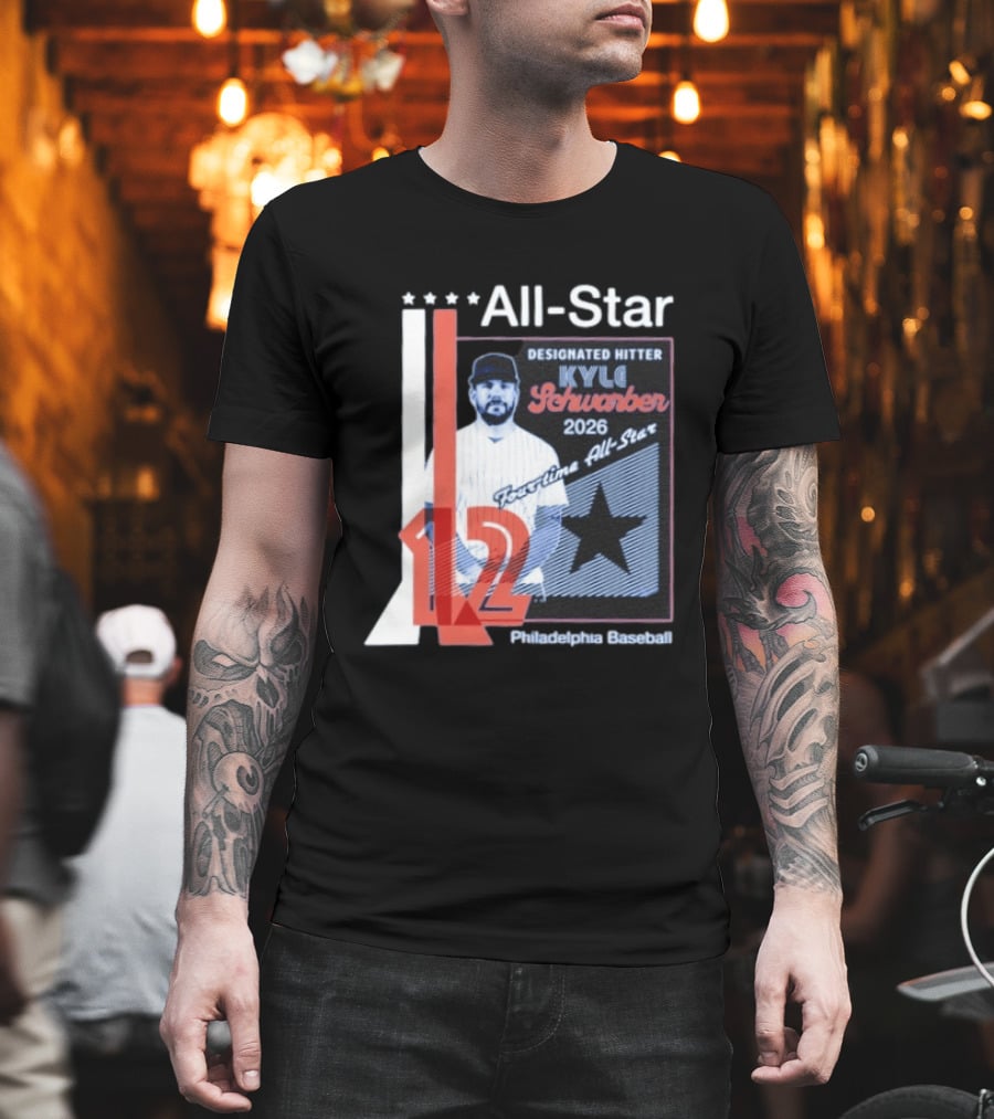Philadelphia Baseball Designated Hitter Kyle Schwarber 2026 Four Time All Star No 12 T-Shirt