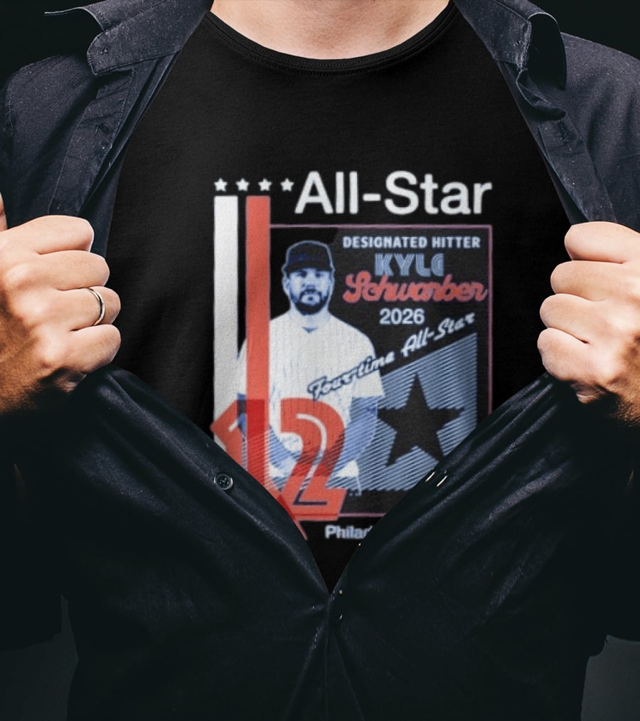 Philadelphia Baseball Designated Hitter Kyle Schwarber 2026 Four Time All Star No 12 T-Shirt