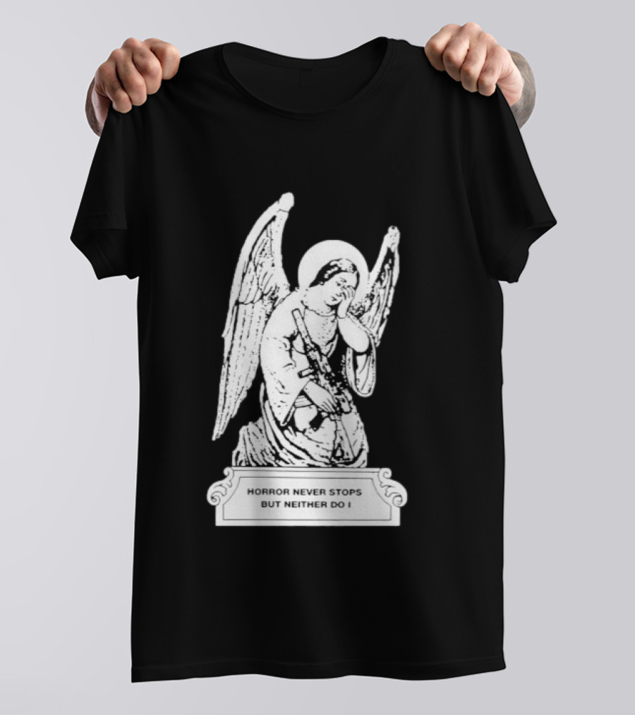Horror Never Stops Angel With Rifle Resilience T-Shirt