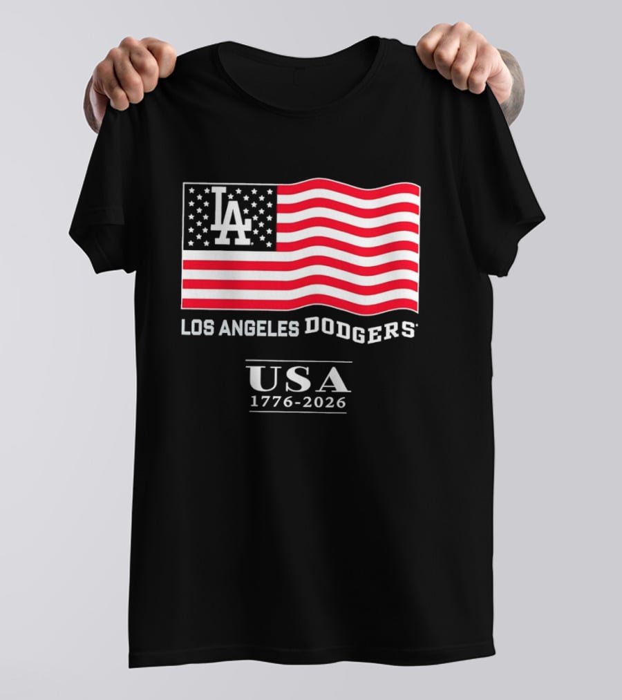 Los Angeles Dodgers USA Flag 1776 2026 T-Shirt