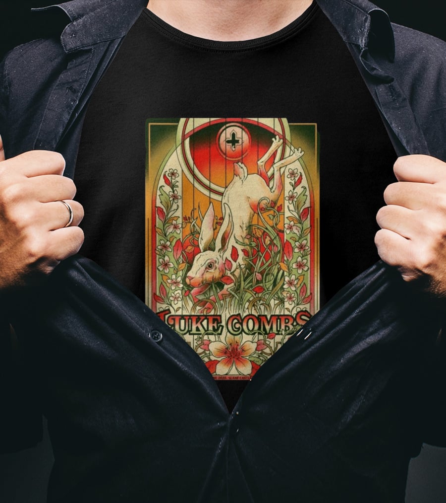 Luke Combs Slane Castle Ireland June 18 2026 Rabbit Floral Art Deco T-Shirt