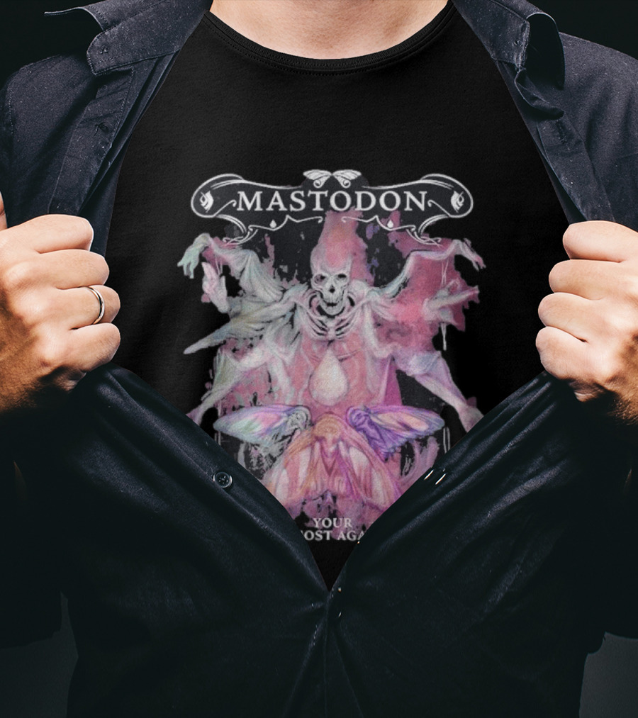 Mastodon Your Ghost Again Skeleton Moth T-Shirt