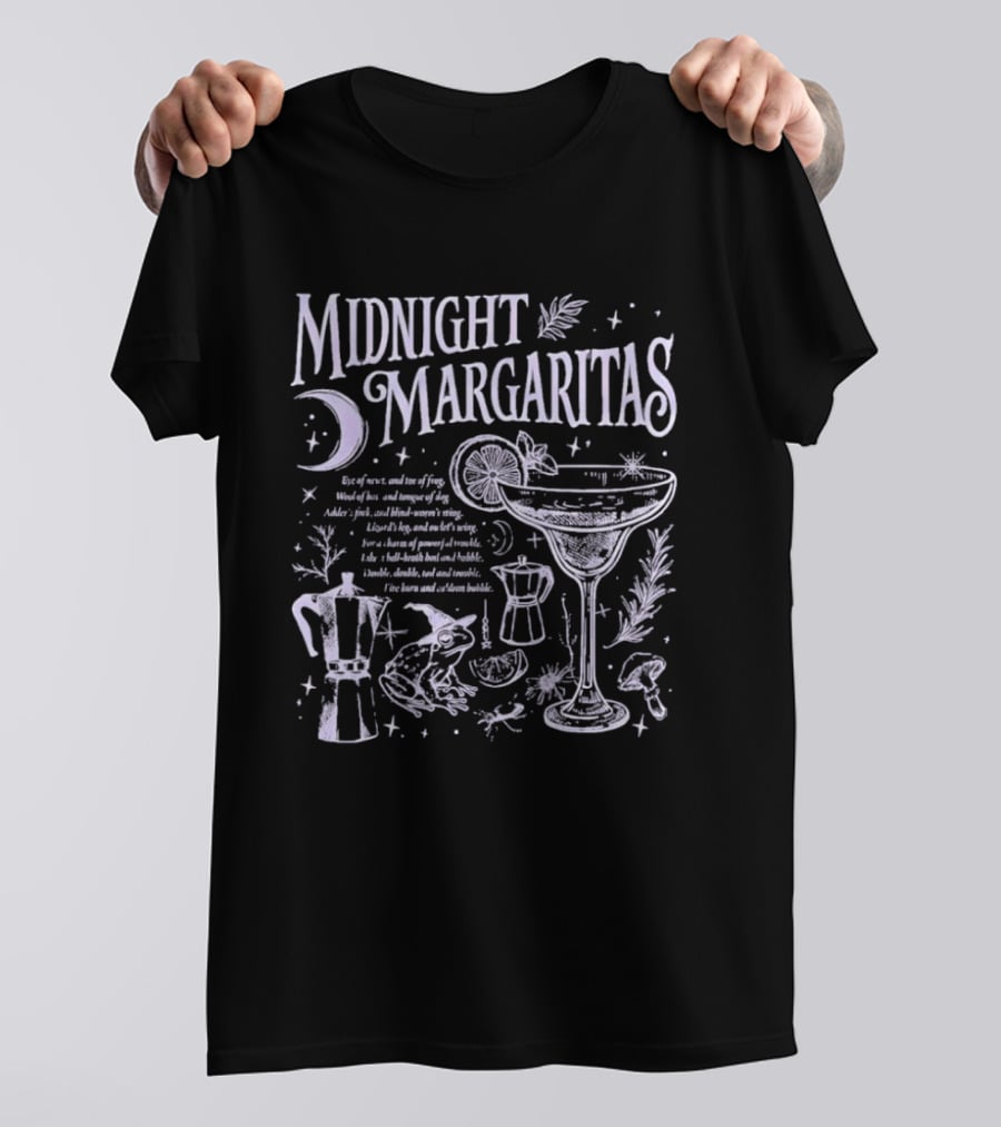 Midnight Margaritas Moon And Witchy Spooky Season Cauldron T-Shirt