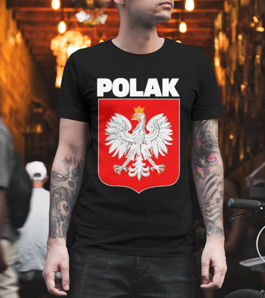 Polak Polish Eagle Emblem White Text Red T-Shirt