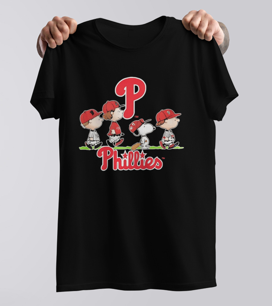Peanuts Characters Phillies Baseball Team Snoopy Charlie Brown Linus Lucy T-Shirt