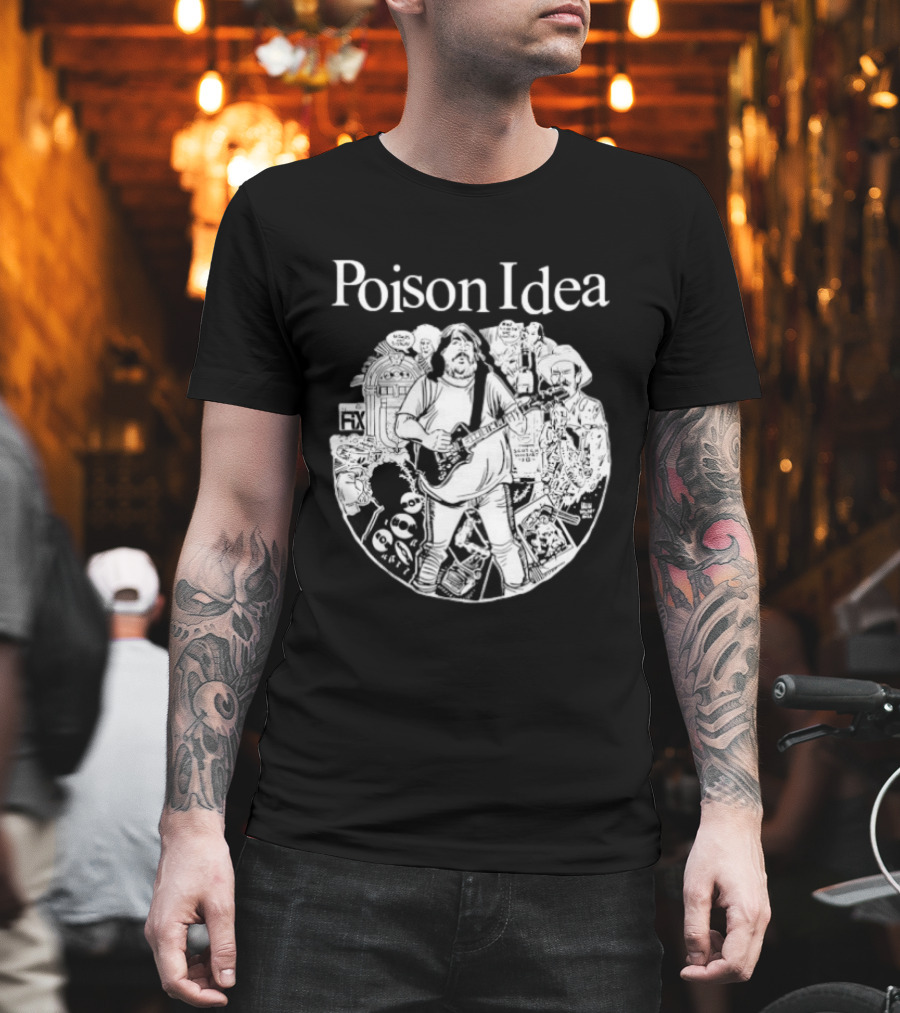 Poison Idea Jerry A Casale Portland Punk Black And White Sketch Montage T-Shirt