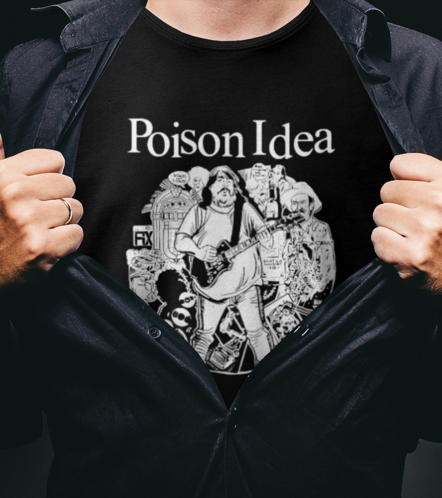 Poison Idea Jerry A Casale Portland Punk Black And White Sketch Montage T-Shirt