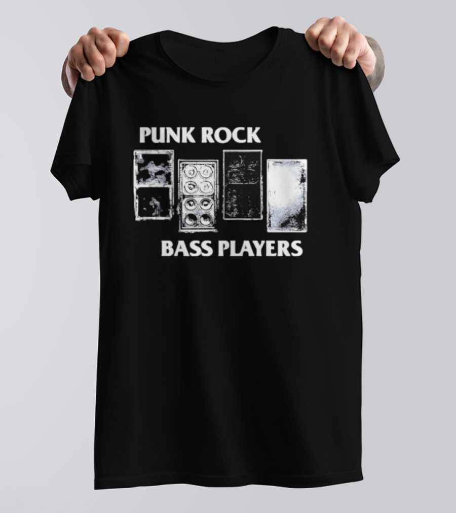 Punk Rock Bass Players Amplifier Musician Black White Speaker Cabinet T-Shirt