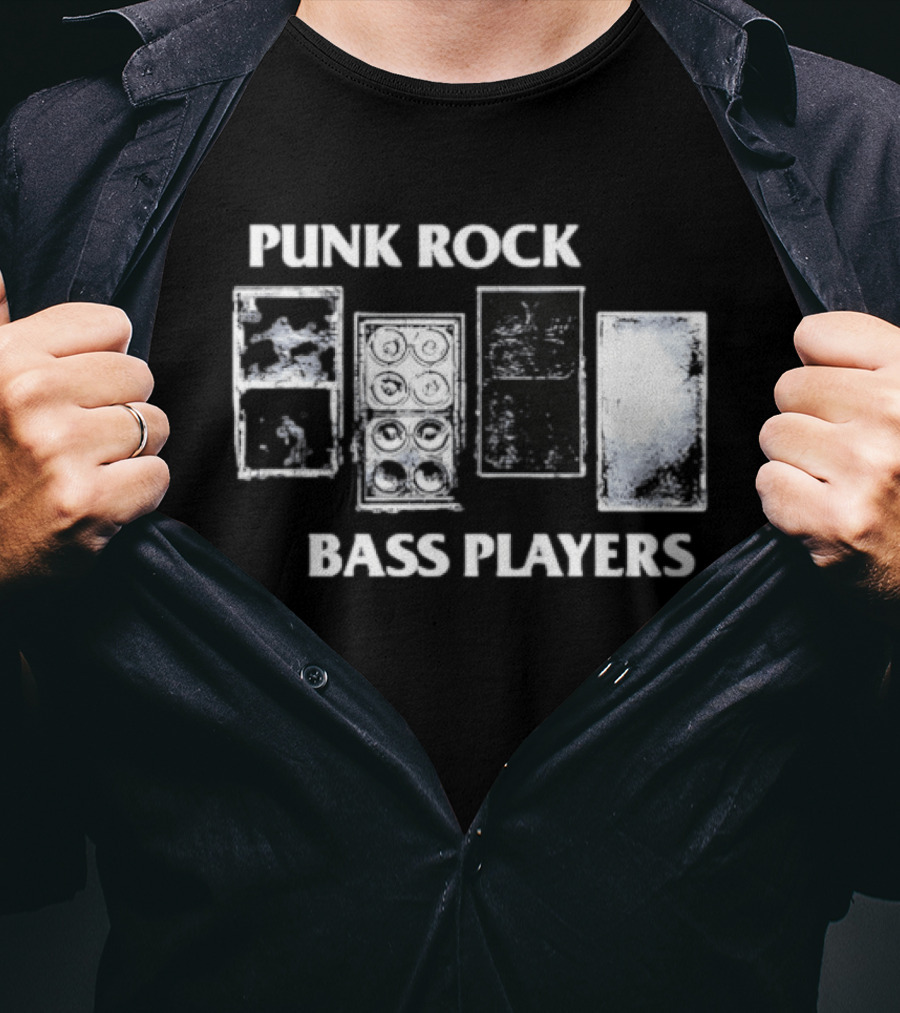 Punk Rock Bass Players Amplifier Musician Black White Speaker Cabinet T-Shirt