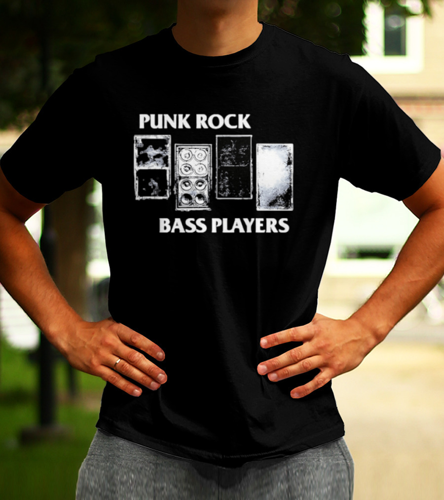 Punk Rock Bass Players Amplifier Musician Black White Speaker Cabinet T-Shirt