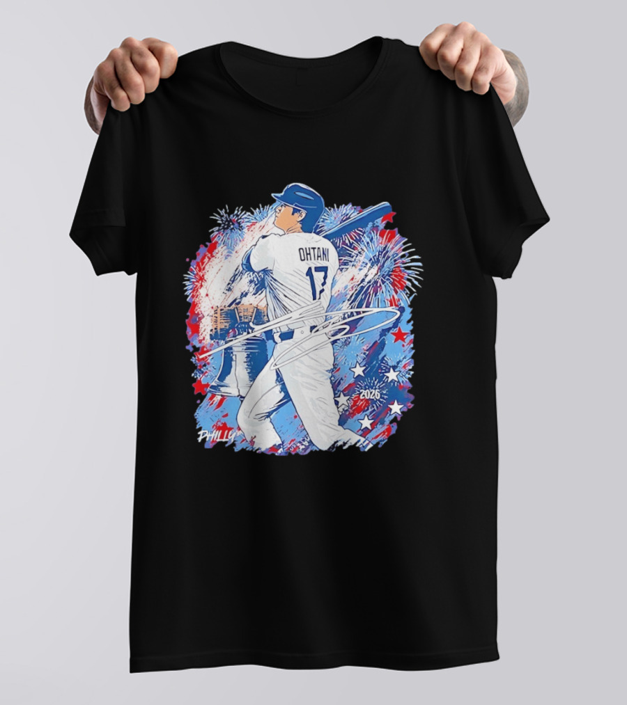 Ohtani 17 Philly 2026 Baseball Fireworks Liberty Bell T-Shirt