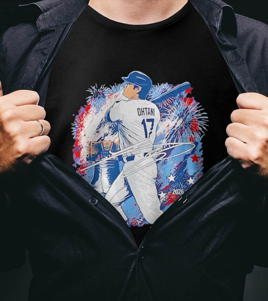 Ohtani 17 Philly 2026 Baseball Fireworks Liberty Bell T-Shirt