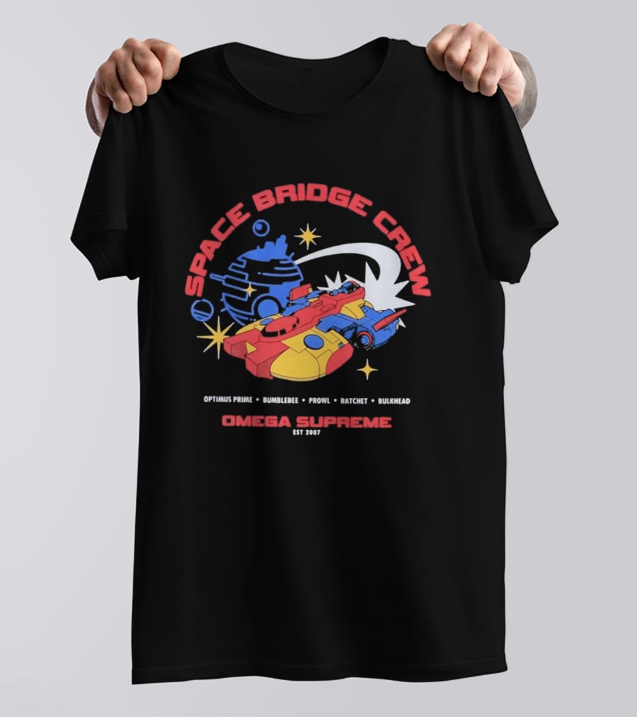Space Bridge Crew Omega Supreme Optimus Prime Bumblebee Prowl Ratchet Bulkhead T-Shirt