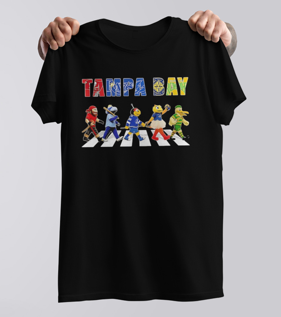 Tampa Bay Sports Mascots Walking Abbey Road Style Sports In City T-Shirt