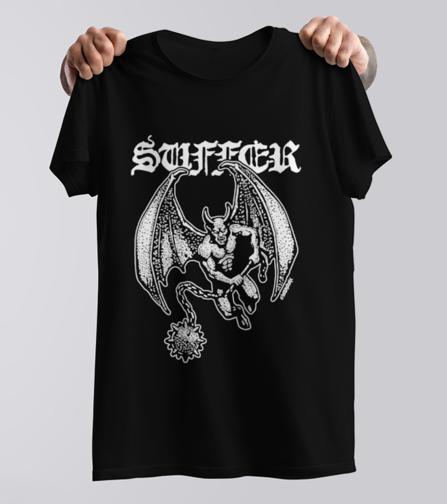 Suffer Devil With Morning Star Heavy Metal Iconic Demon T-Shirt