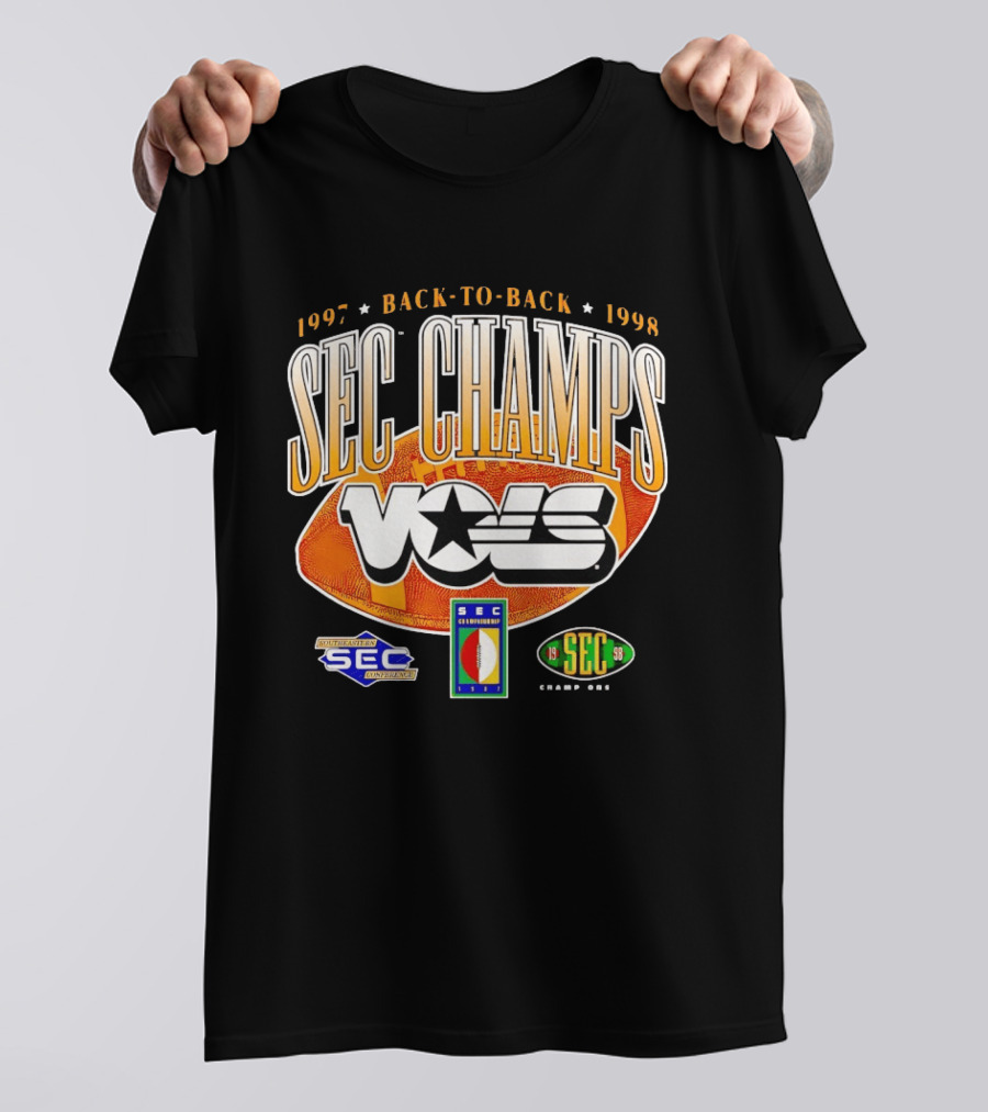 Tennessee Volunteers Vols SEC Champs Back To Back 1997 1998 Football Southeastern Conference Championship T-Shirt