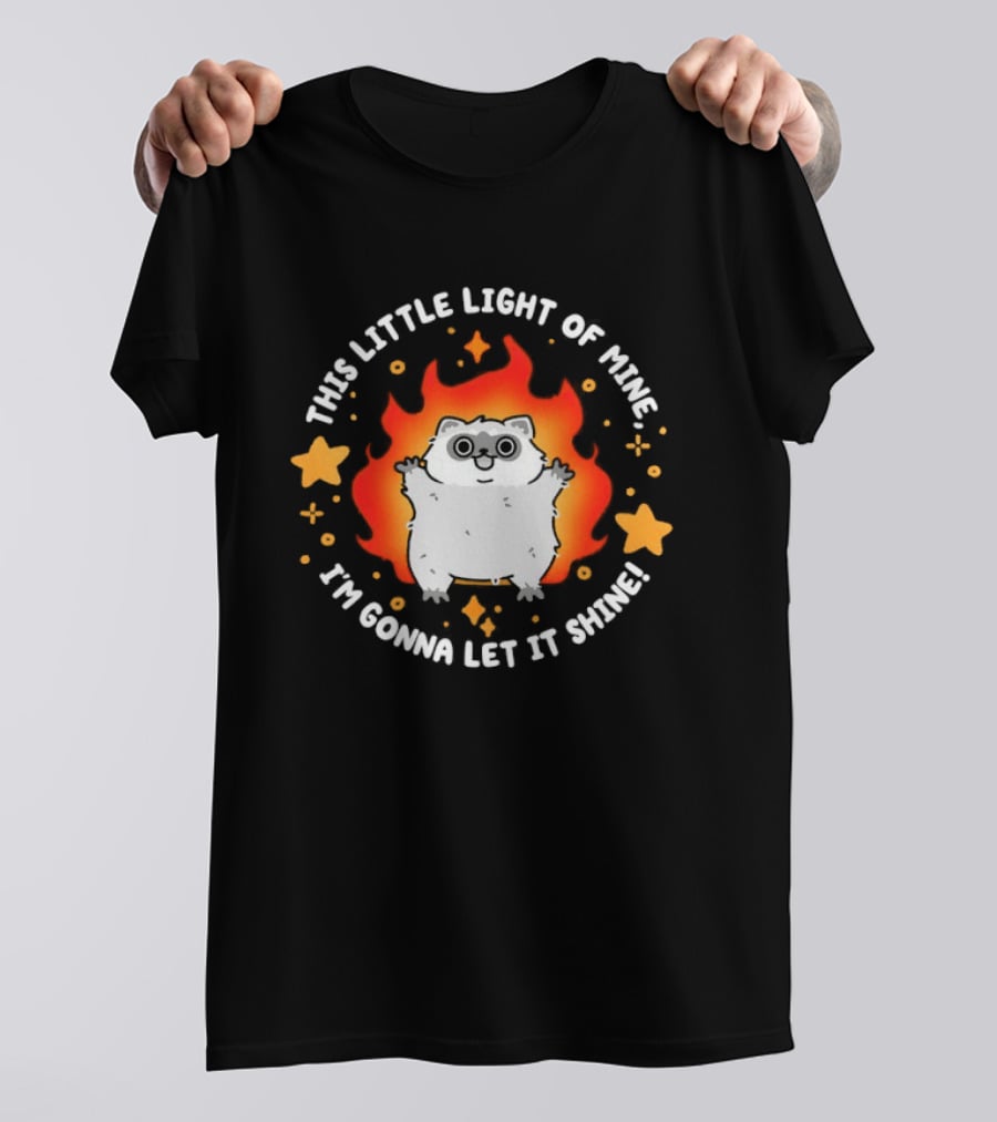 This Little Light Of Mine Raccoon I'm Gonna Let It Shine Stars Flame T-Shirt