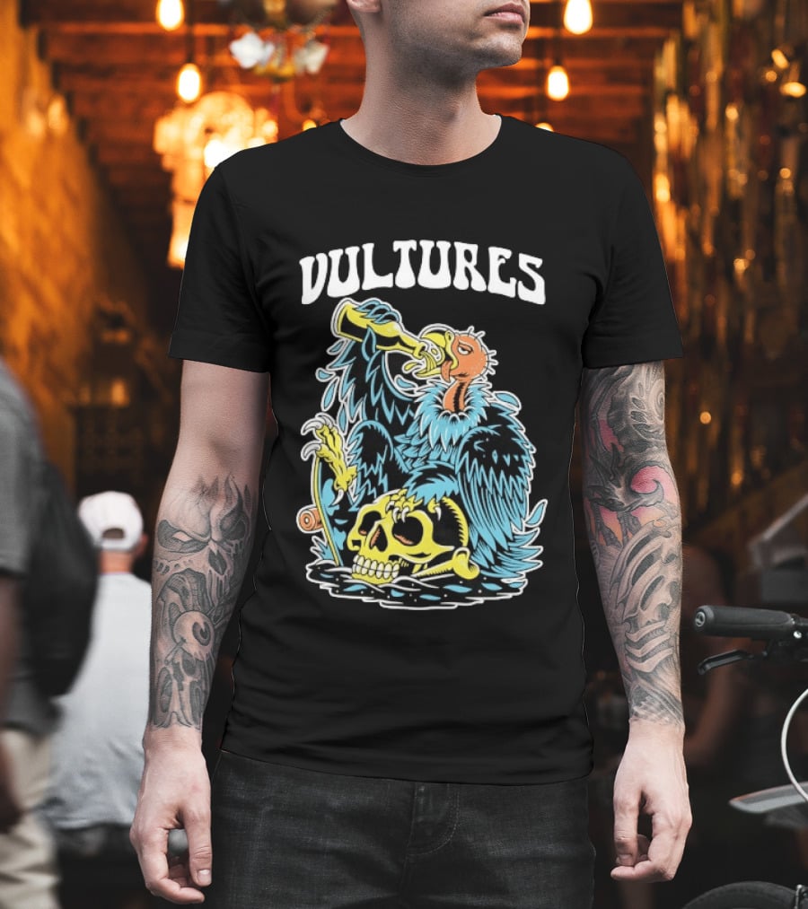 Vultures Drinking Beer On Skull T-Shirt