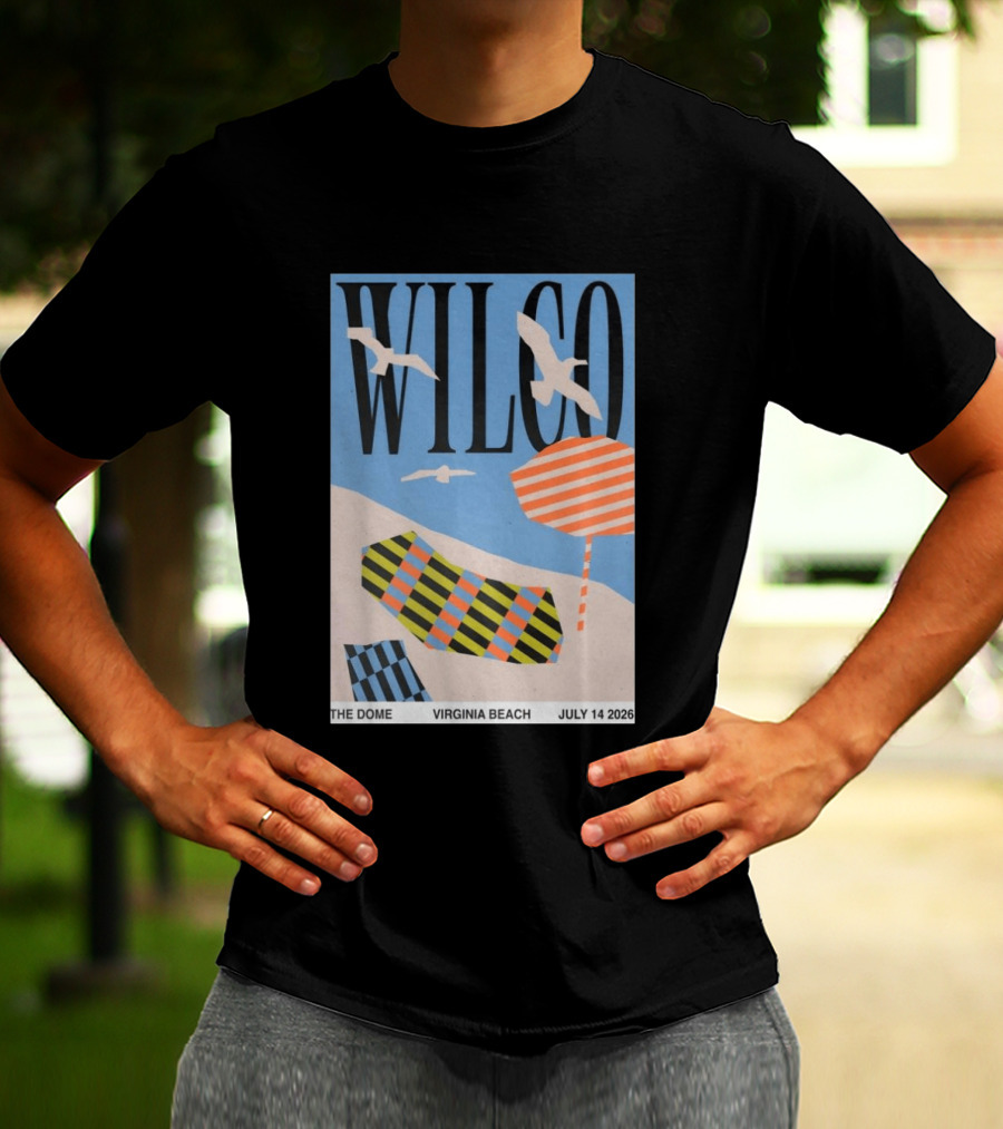 Wilco Concert The Dome Virginia Beach July 14 2026 Seagulls Beach Umbrellas T-Shirt
