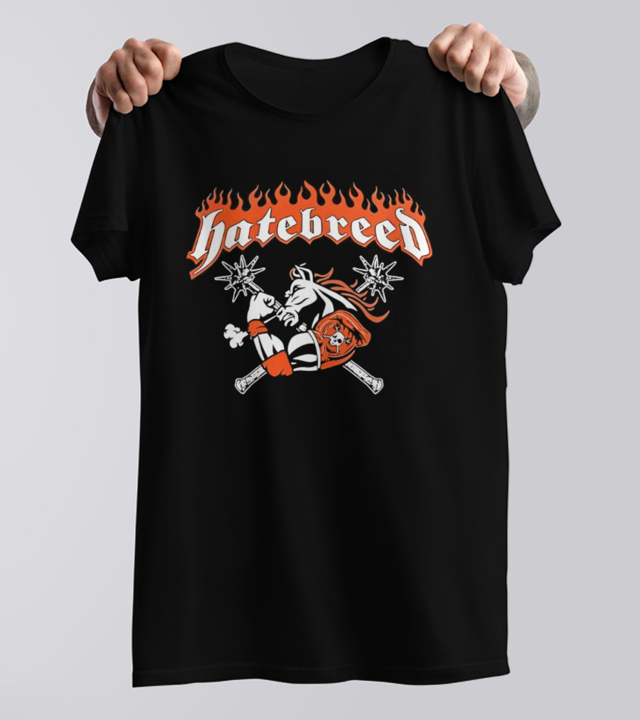 Hatebreed Flames Sword And Shield Skull Flames T-Shirt