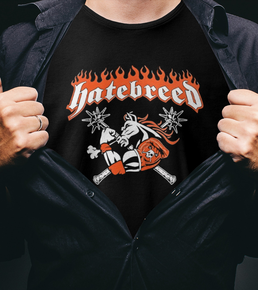 Hatebreed Flames Sword And Shield Skull Flames T-Shirt