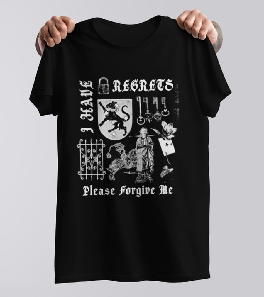 I Have Regrets Please Forgive Me Gothic Knight Keys And Shield T-Shirt