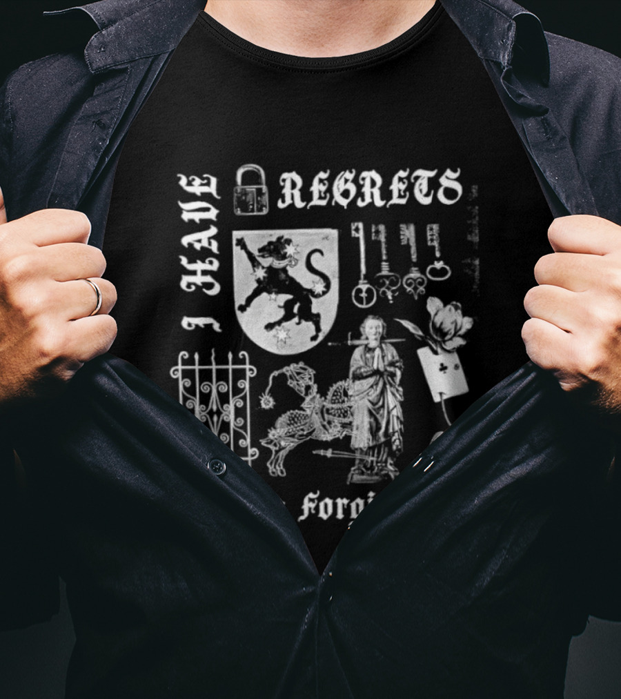 I Have Regrets Please Forgive Me Gothic Knight Keys And Shield T-Shirt