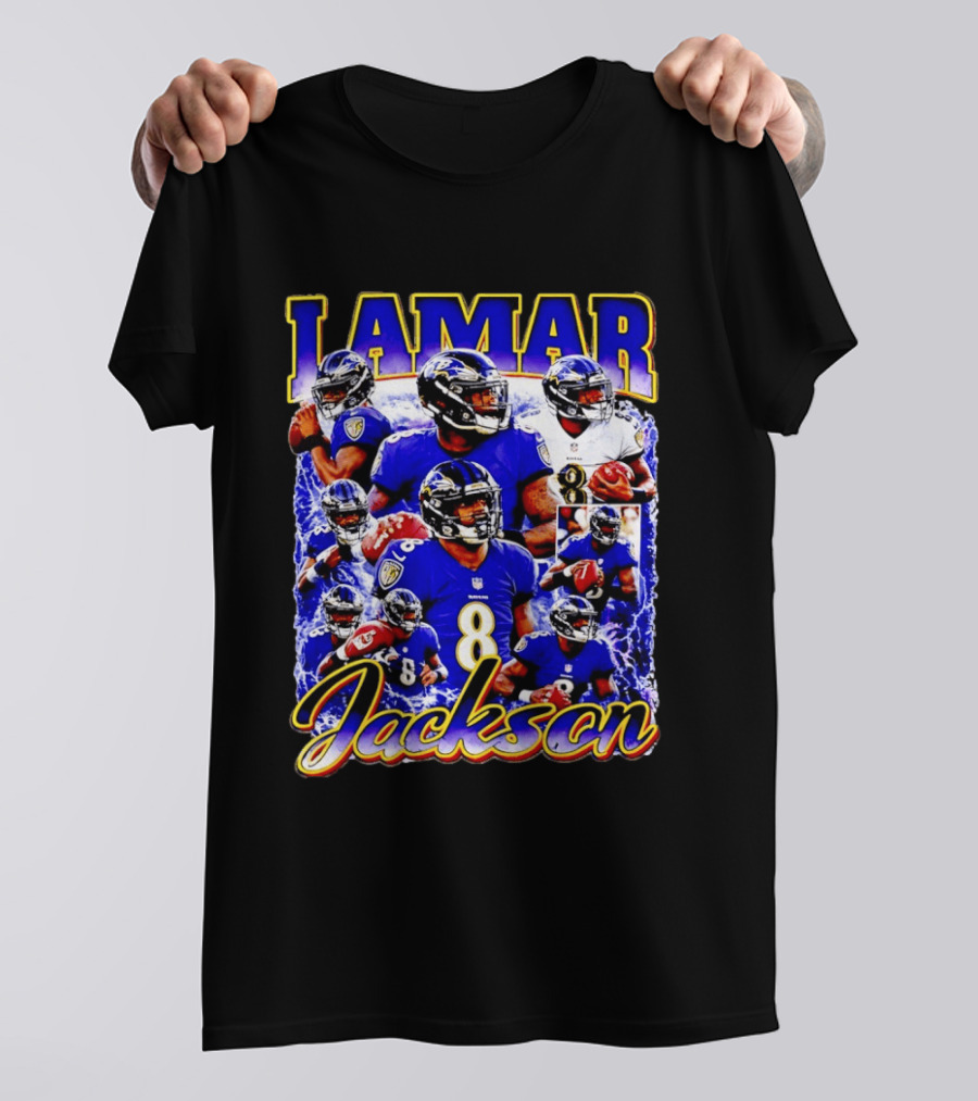 Lamar Jackson Baltimore Ravens NFL Football Star 8 T-Shirt