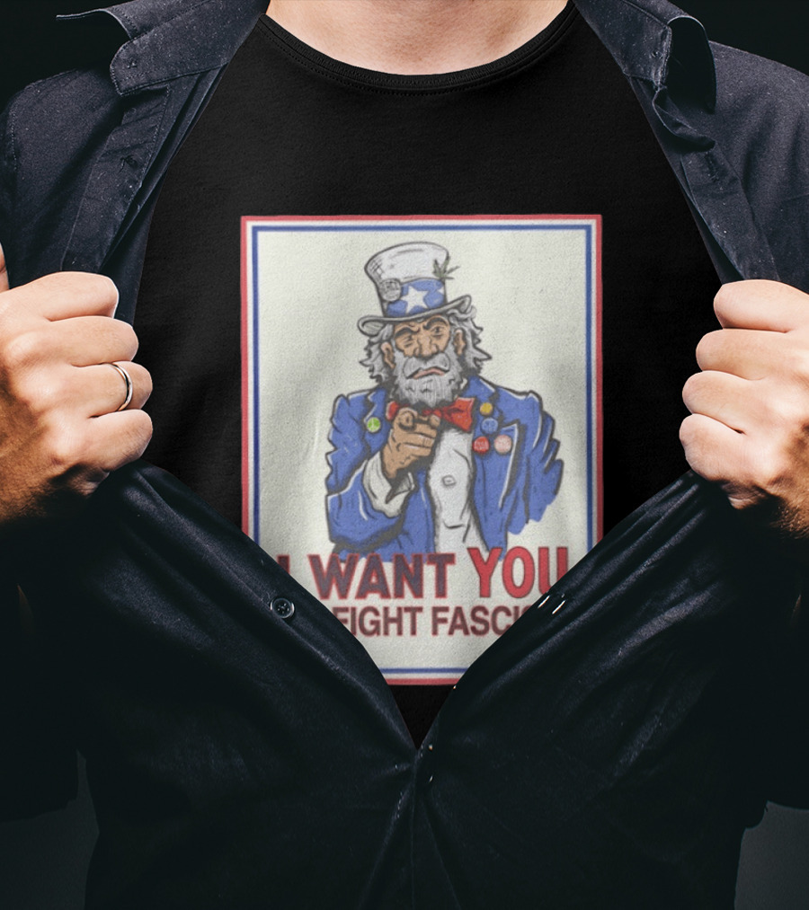 Uncle Sam I Want You To Fight Fascism Style Image T-Shirt
