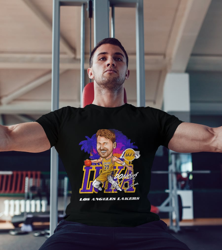Luka Doncic 77 Los Angeles Lakers Skyline Cartoon T-Shirt