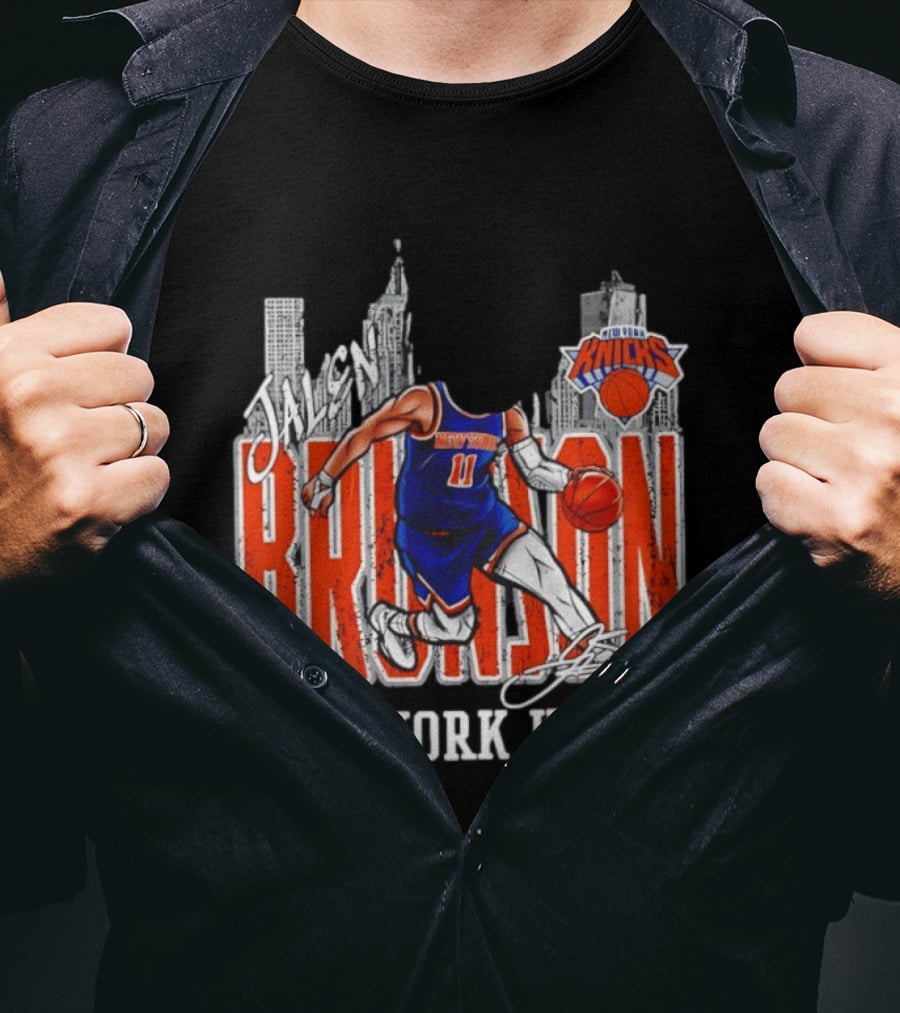 Jalen Brunson New York Knicks Basketball City Skyline T-Shirt