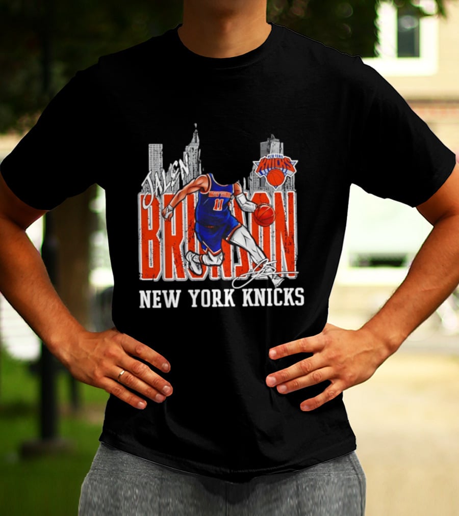 Jalen Brunson New York Knicks Basketball City Skyline T-Shirt