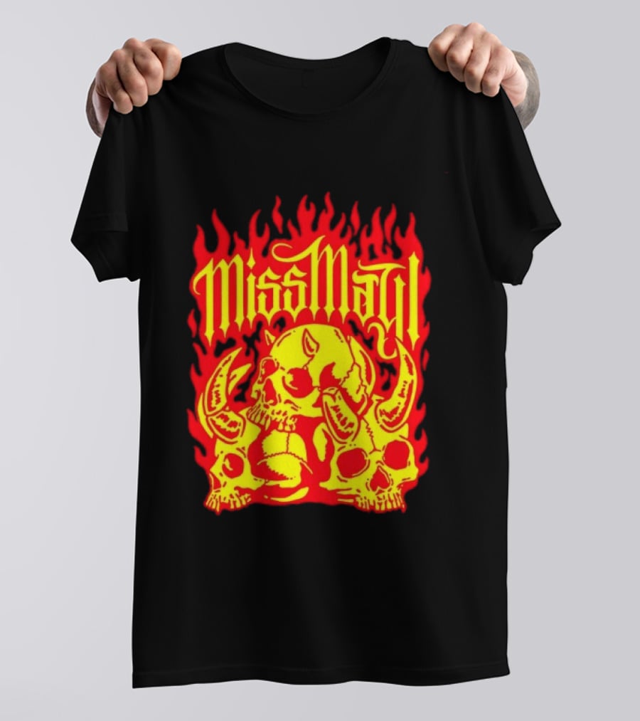 Miss May I Flaming Skulls Fire Metalcore Band T-Shirt