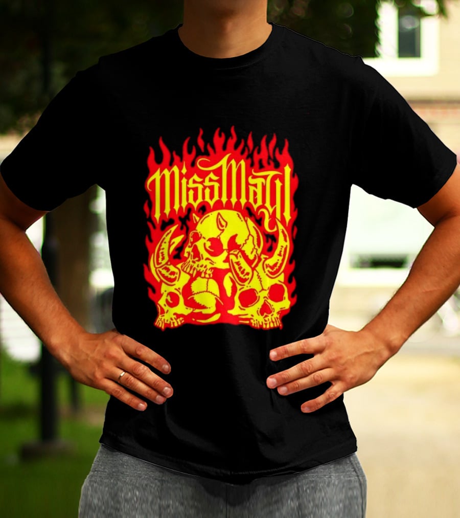 Miss May I Flaming Skulls Fire Metalcore Band T-Shirt