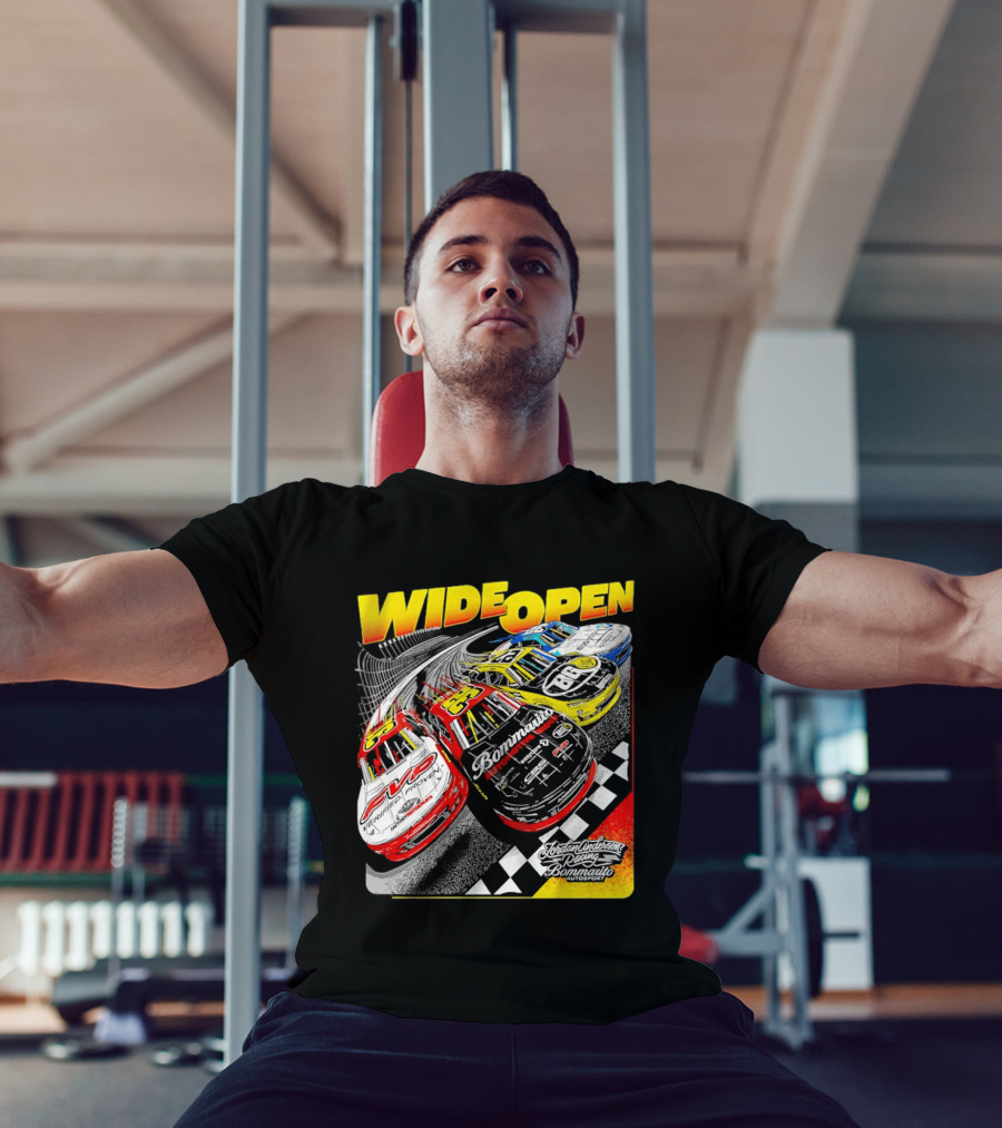Wide Open Jordan Anderson Racing Bommarito Autosport Race Cars Checkered Track T-Shirt