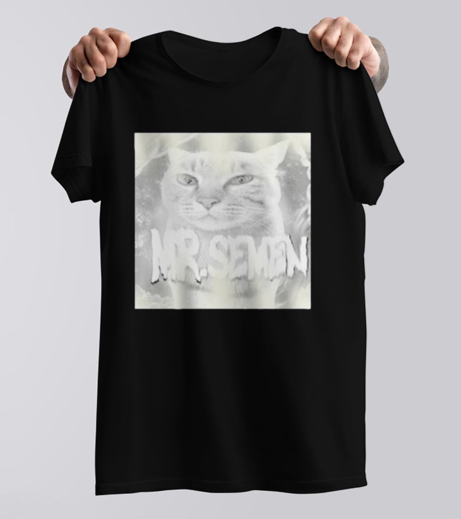 Mr Semen Cat Feline Fantasy Bold White T-Shirt