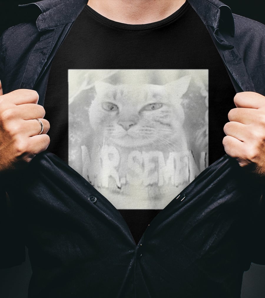 Mr Semen Cat Feline Fantasy Bold White T-Shirt