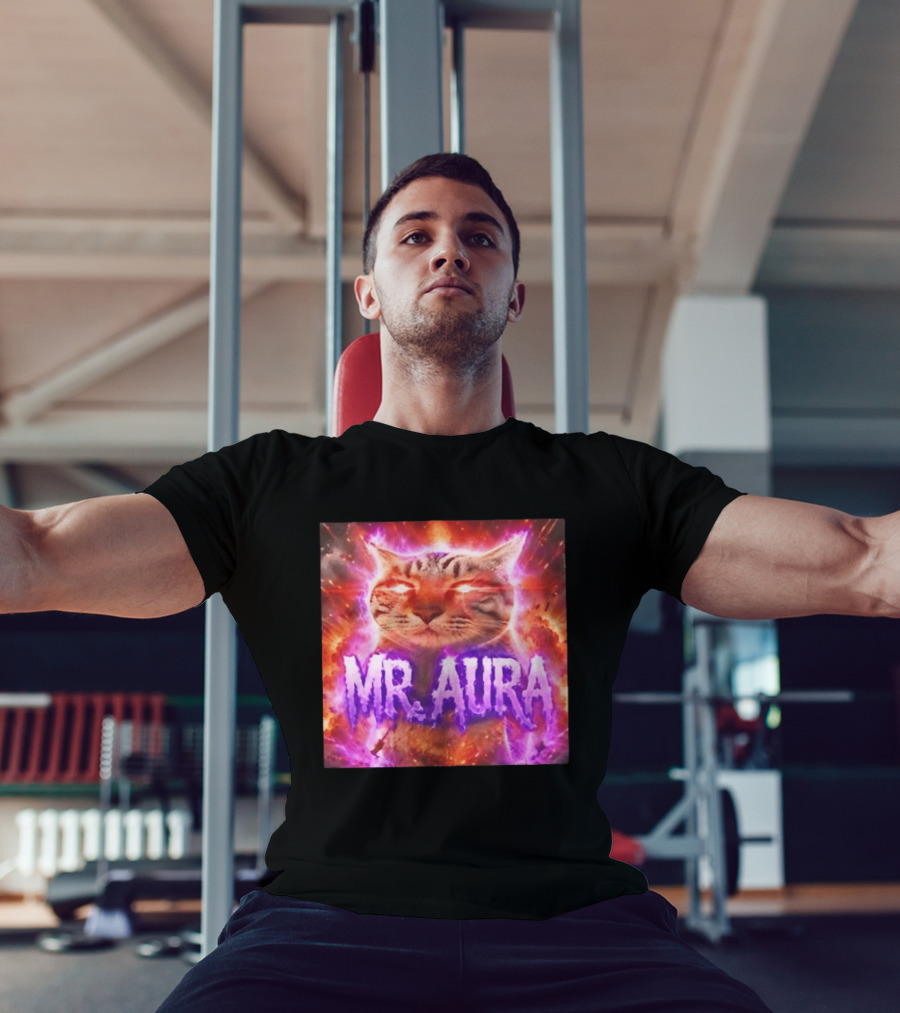 Mr. Aura Cat Fiery Cosmic Internet Culture Phenomenon T-Shirt