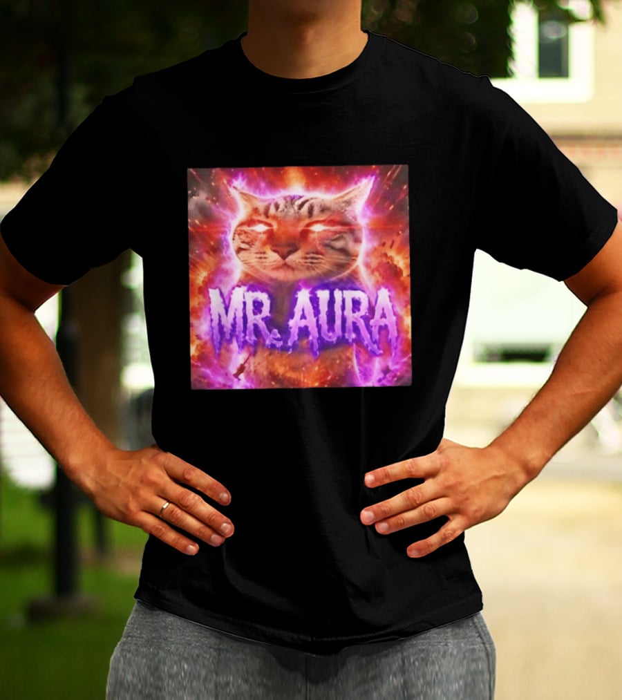 Mr. Aura Cat Fiery Cosmic Internet Culture Phenomenon T-Shirt